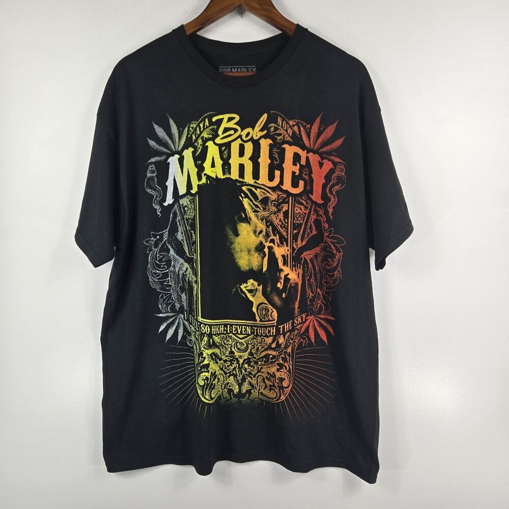Bob Marley Size XL Black T Shirt I Feel So High I Even Touch‎ The Sky NWOT